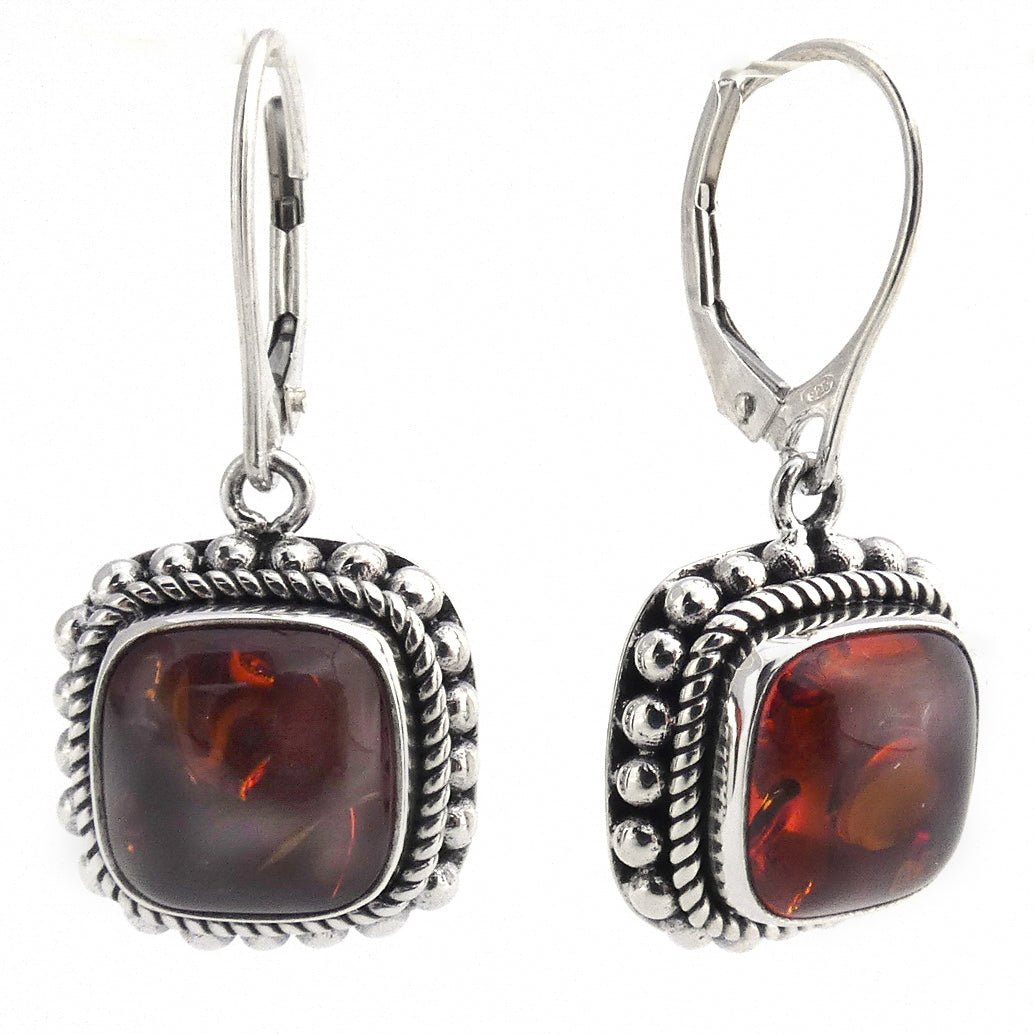 E002AB LIMITED .925 Sterling Silver Earrings with Amber