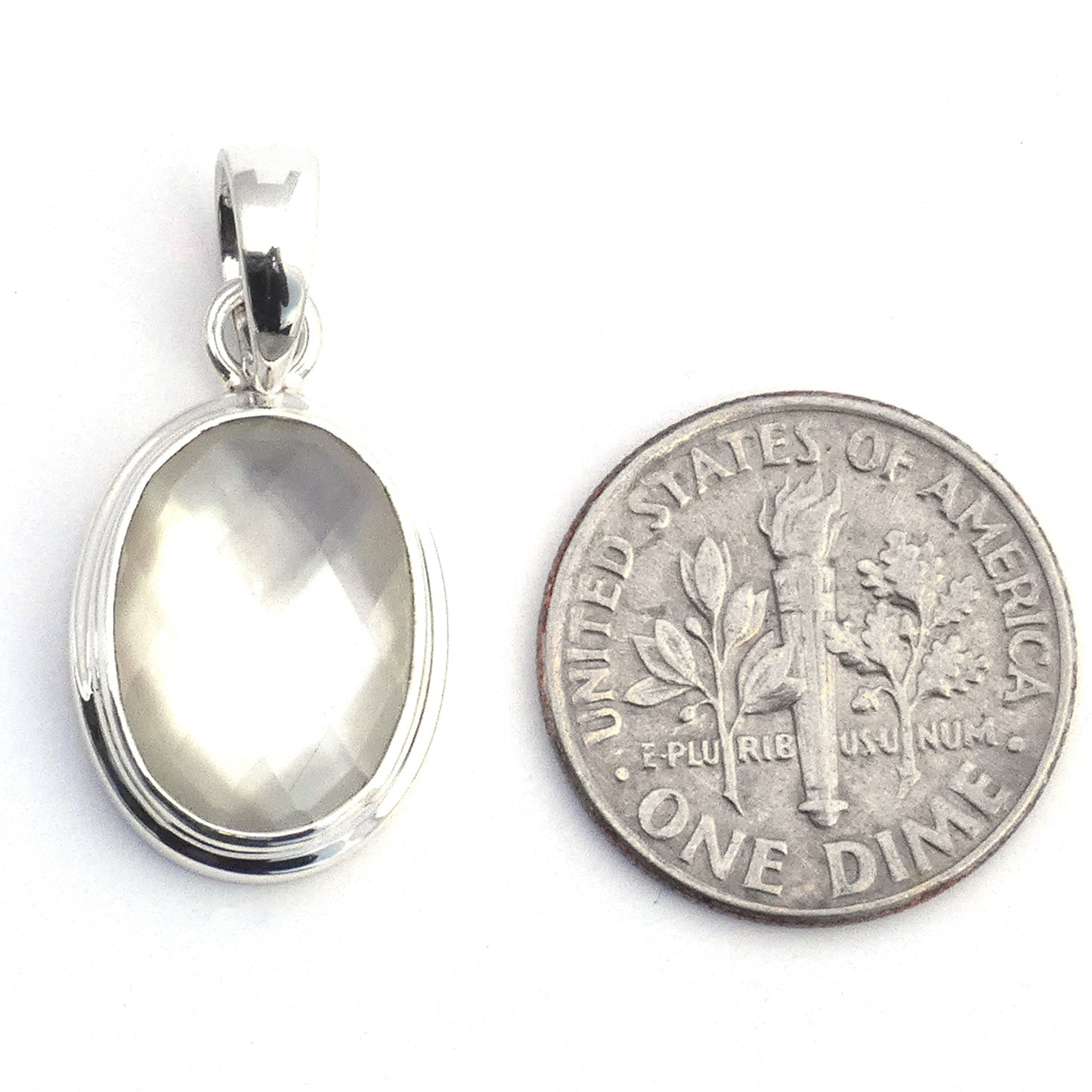Comparison photo showing the size of the gemstone.