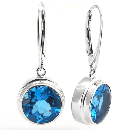 E745BT SPECIAL EDITION Earrings with 11mm Vivid Swiss Blue Topaz Gemstones