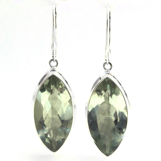 E745GA SPECIAL EDITION Earrings with Marquis 10x20mm Green Amethyst Gemstones