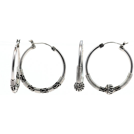 E501set LIMITED .925 Sterling Silver Classic Bali Hoop Set