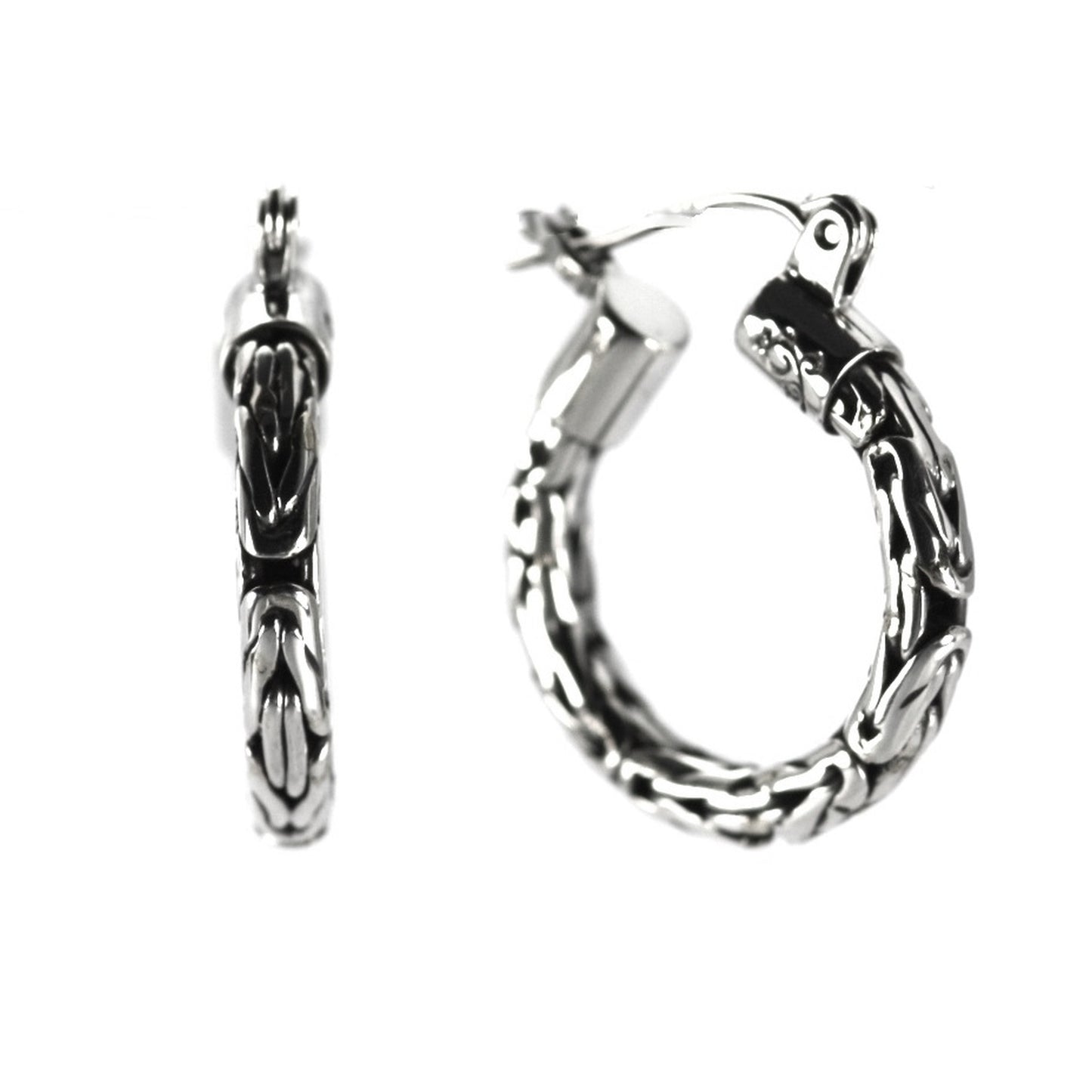 Sterling silver hoops.