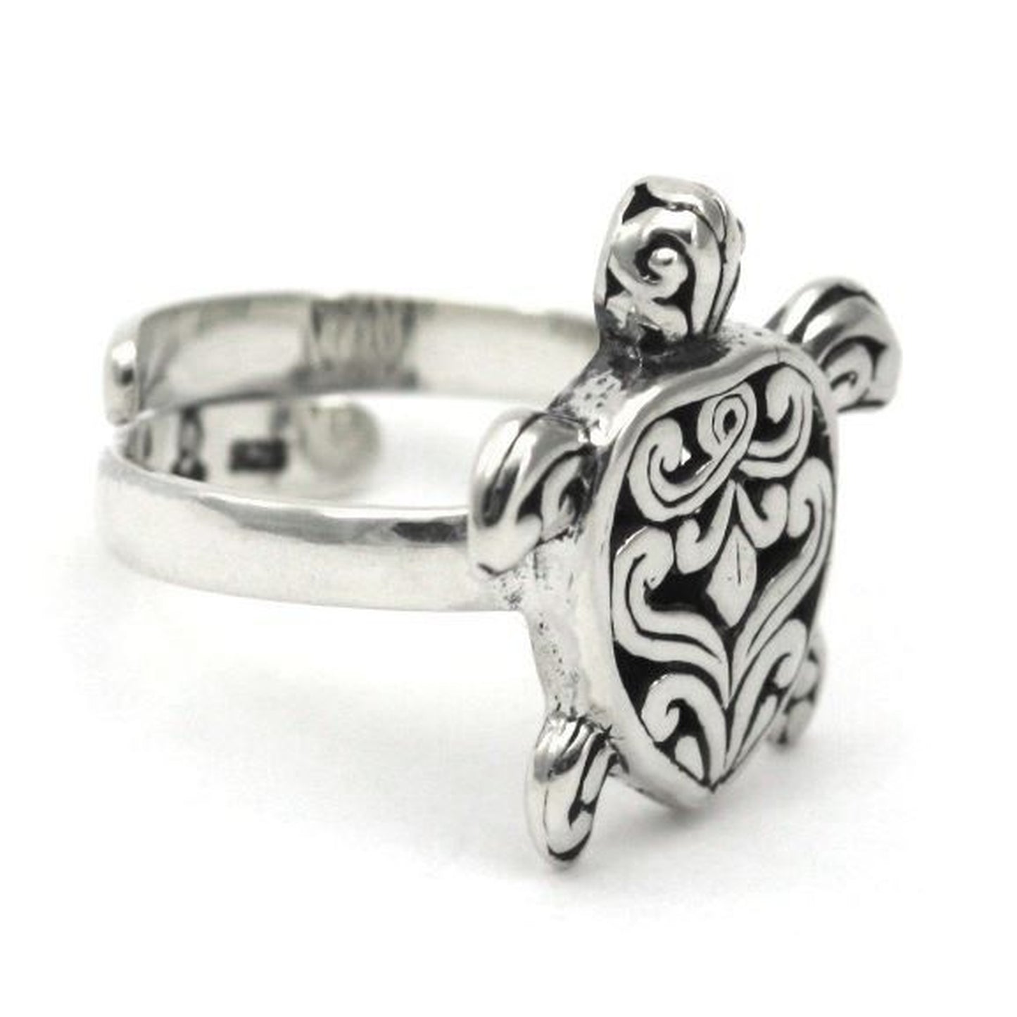 Sterling silver turtle adjustable ring.