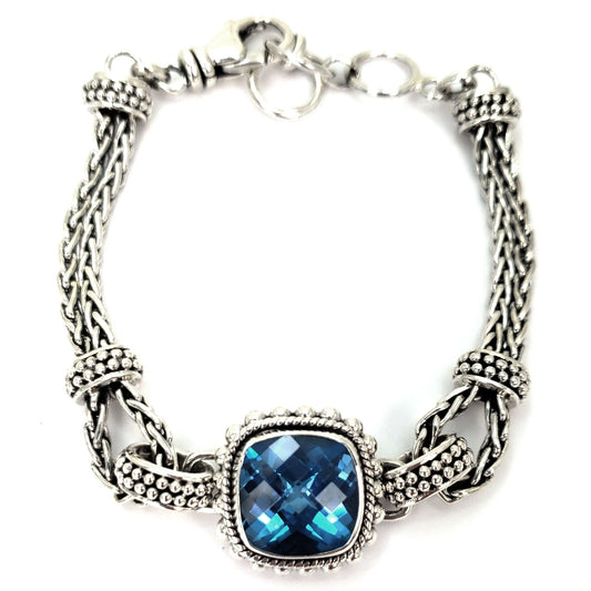 Sterling silver and Swiss blue topaz bracelet.