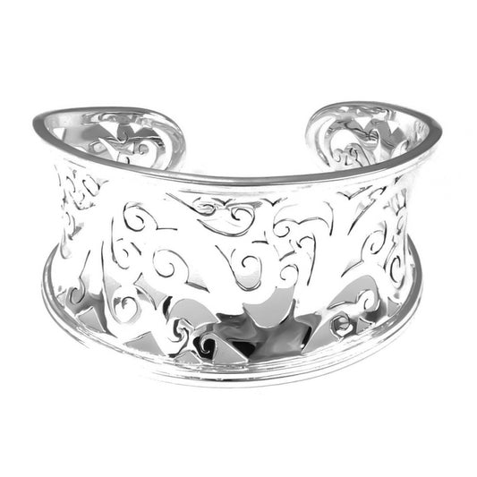Sterling silver floral cuff.