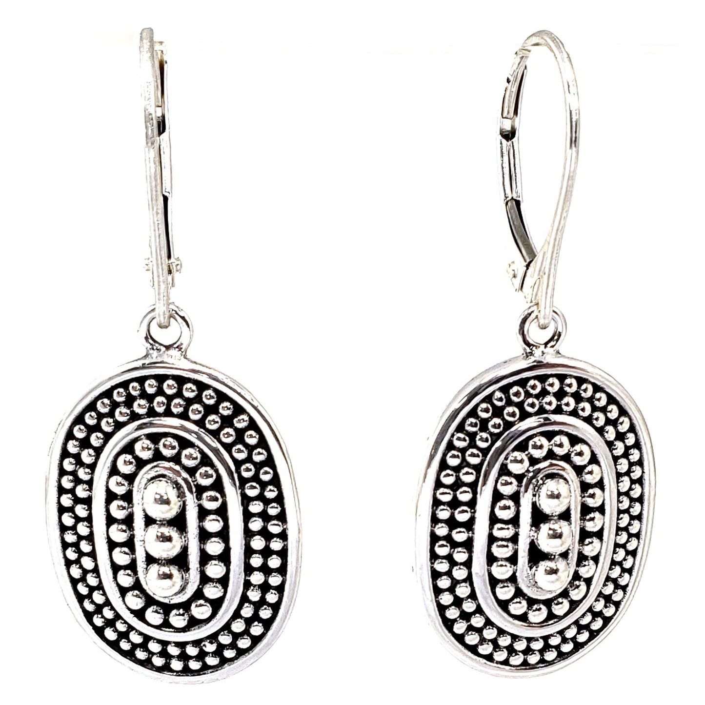 Sterling silver oval earrings.