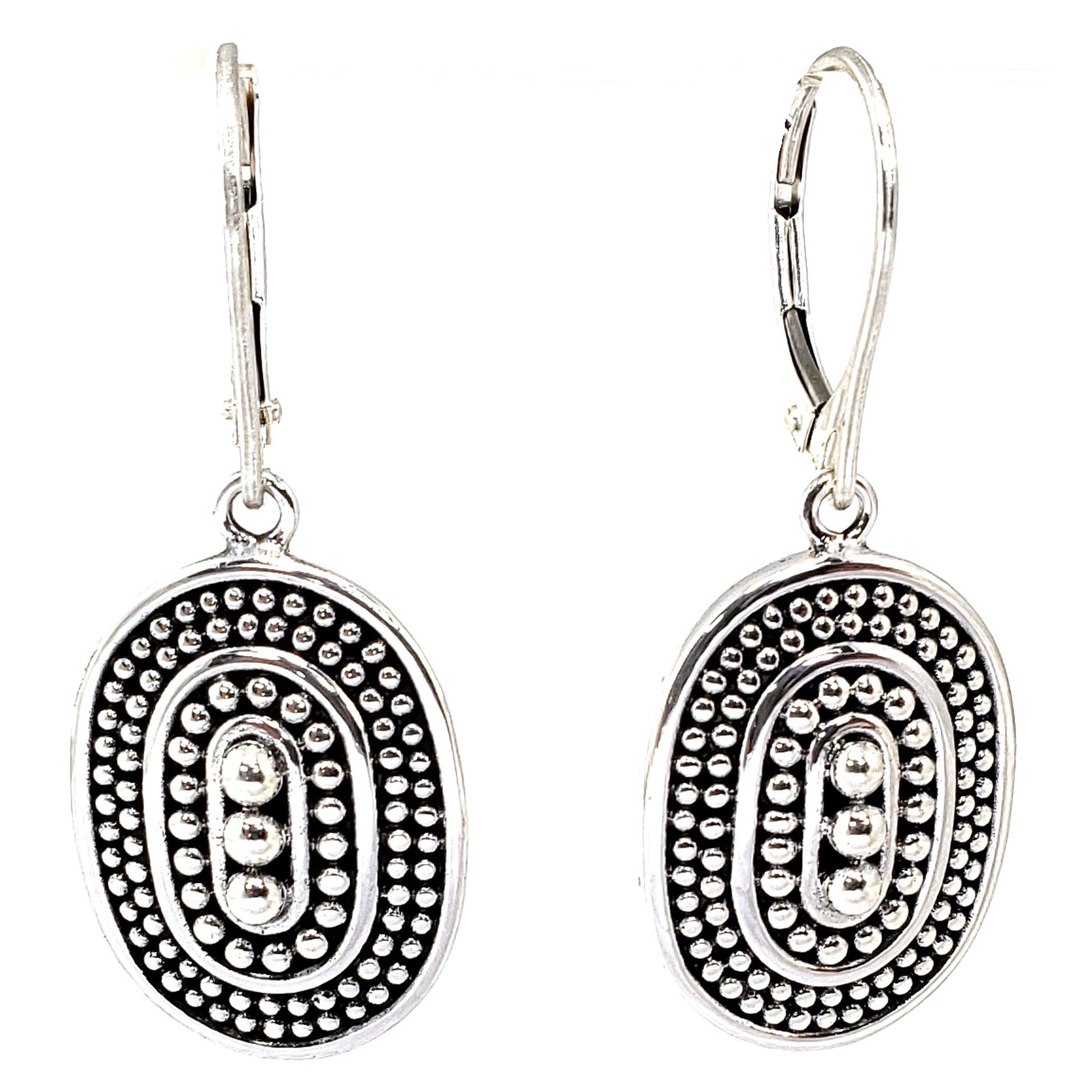 Sterling silver oval earrings.