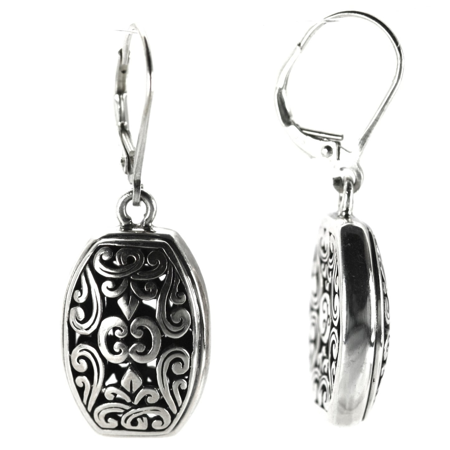 Sterling silver floral earrings.