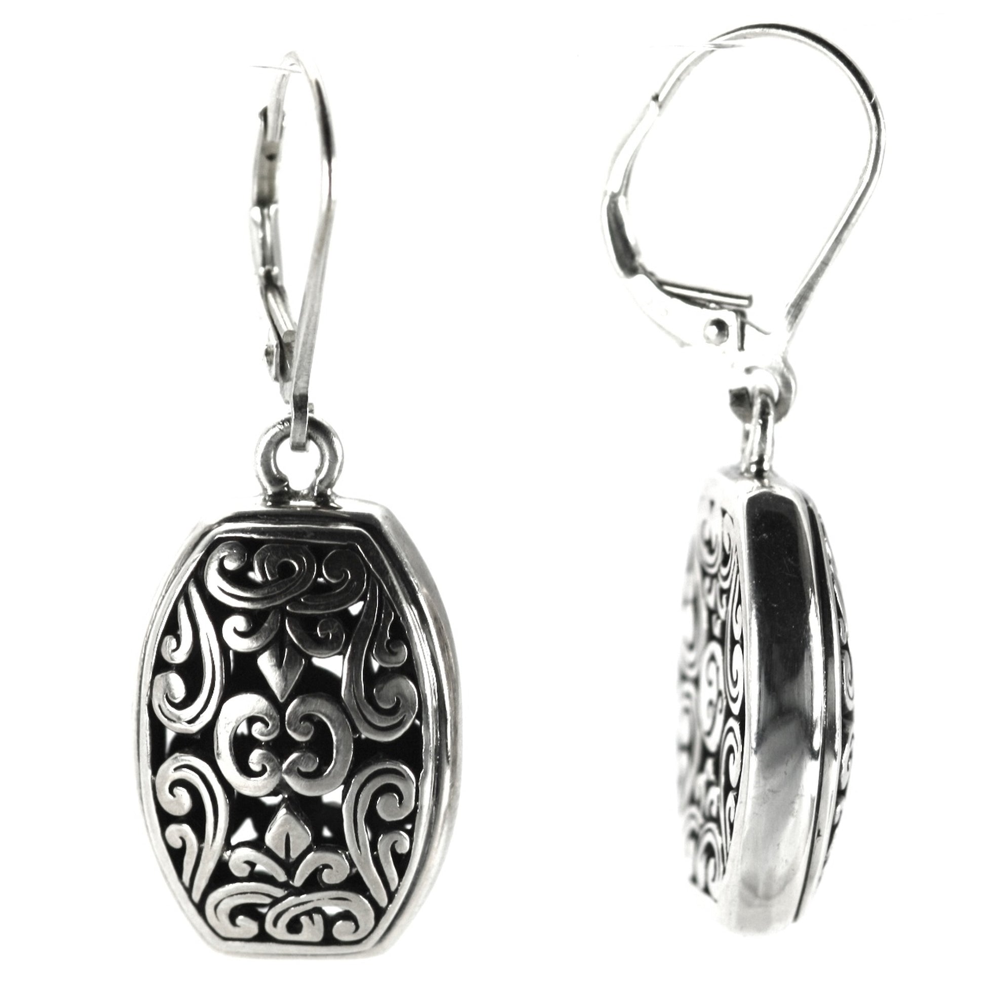 Sterling silver floral earrings.