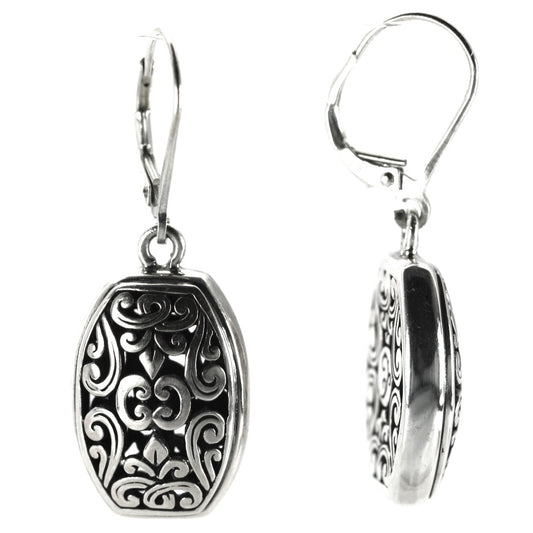 Sterling silver floral earrings.