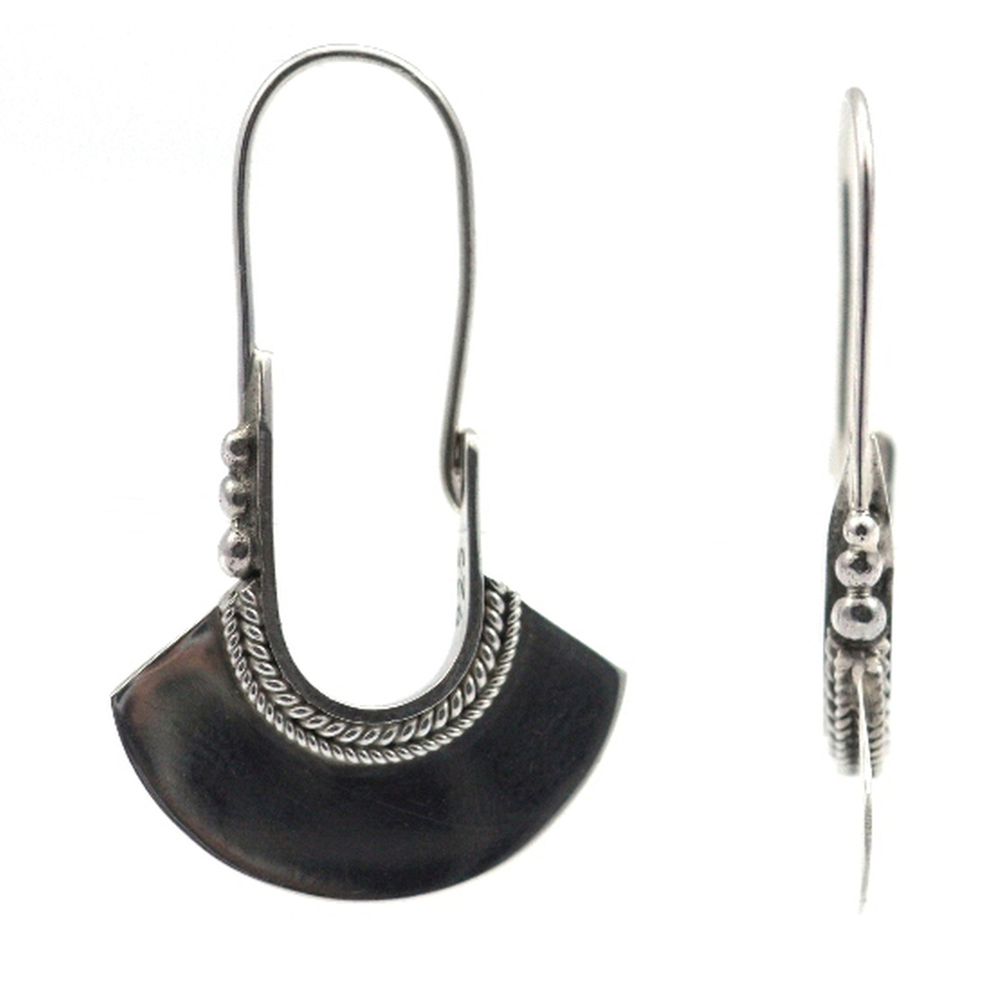 Sterling silver fan earrings.