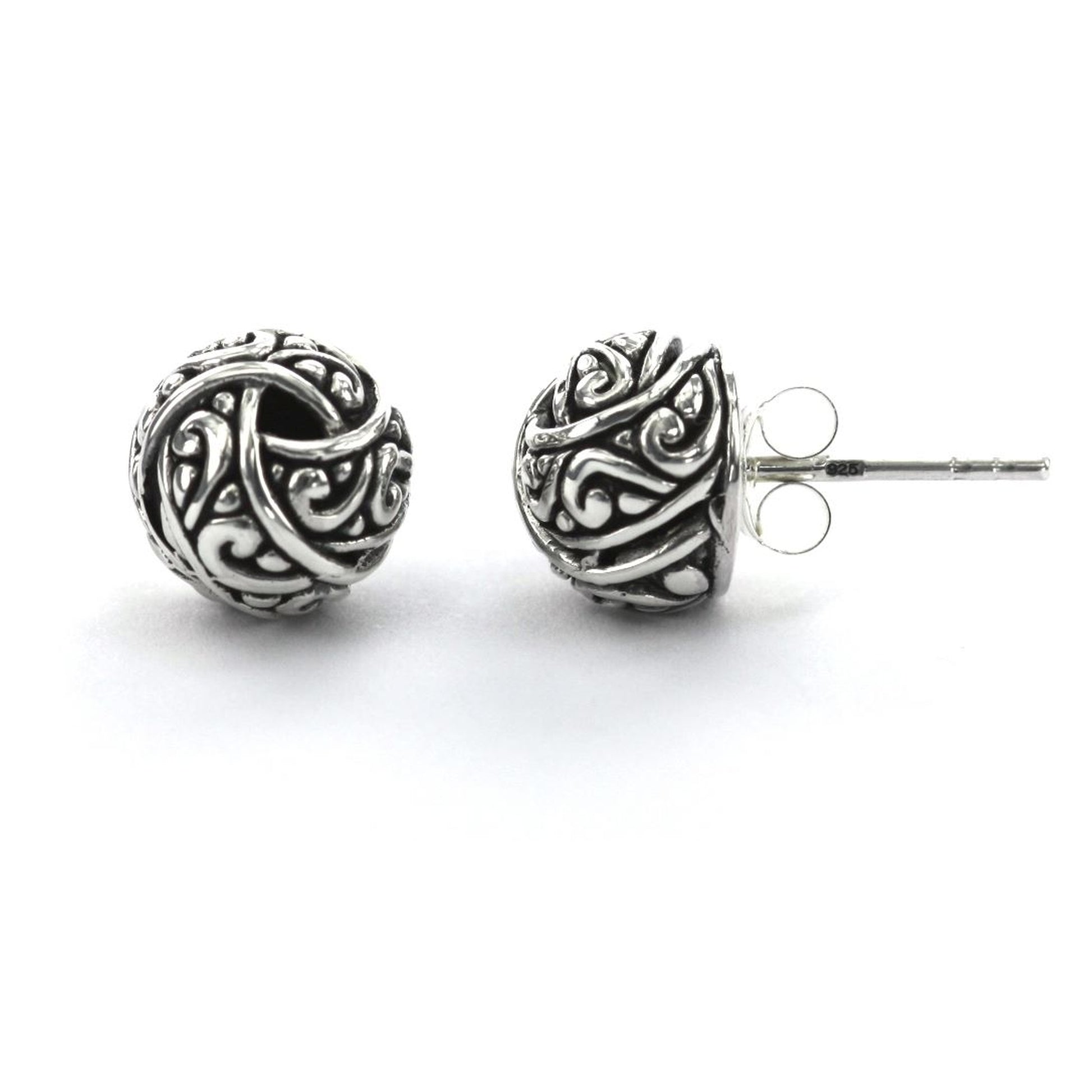 Sterling silver knot post earrings.