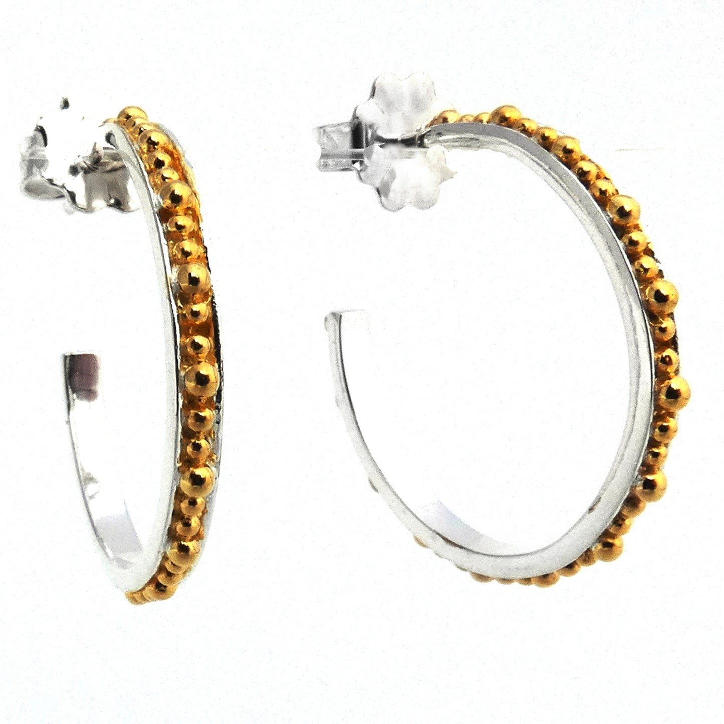E300G Sterling Silver and 18k Gold Vermeil Hoop Earrings