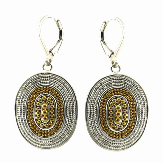 Sterling silver beaded earrings with gold.