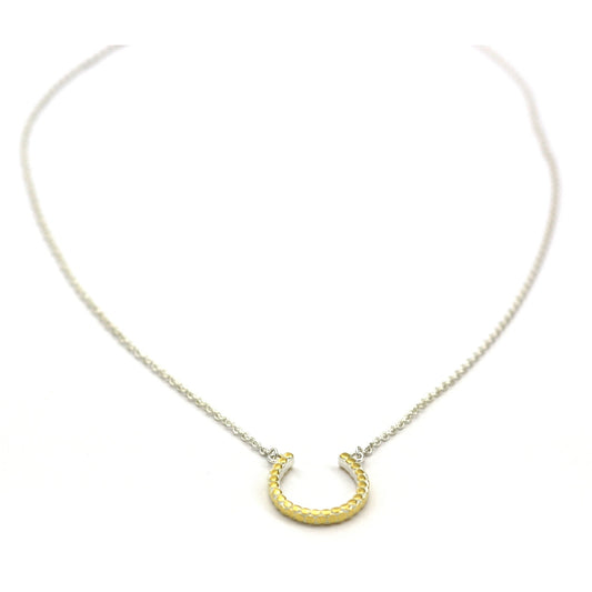N839G SOHO .925 Sterling Silver Horseshoe Necklace with 18k Gold Vermeil - 16-18".