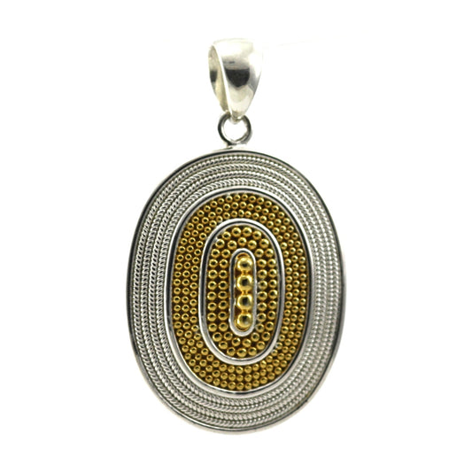 Sterling silver and gold beaded pendant.