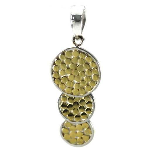 P841G LIMITED SOHO .925 Sterling Silver Round Triple Drop Pendant with 18K Gold Vermeil.