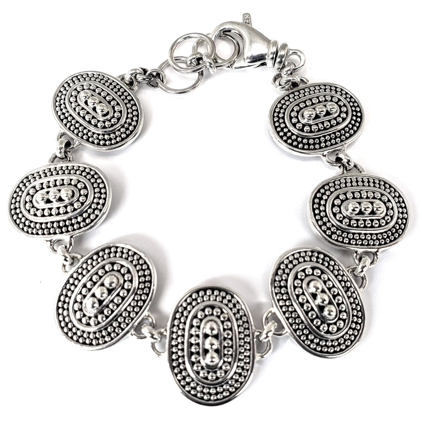 Sterling silver link bracelet.