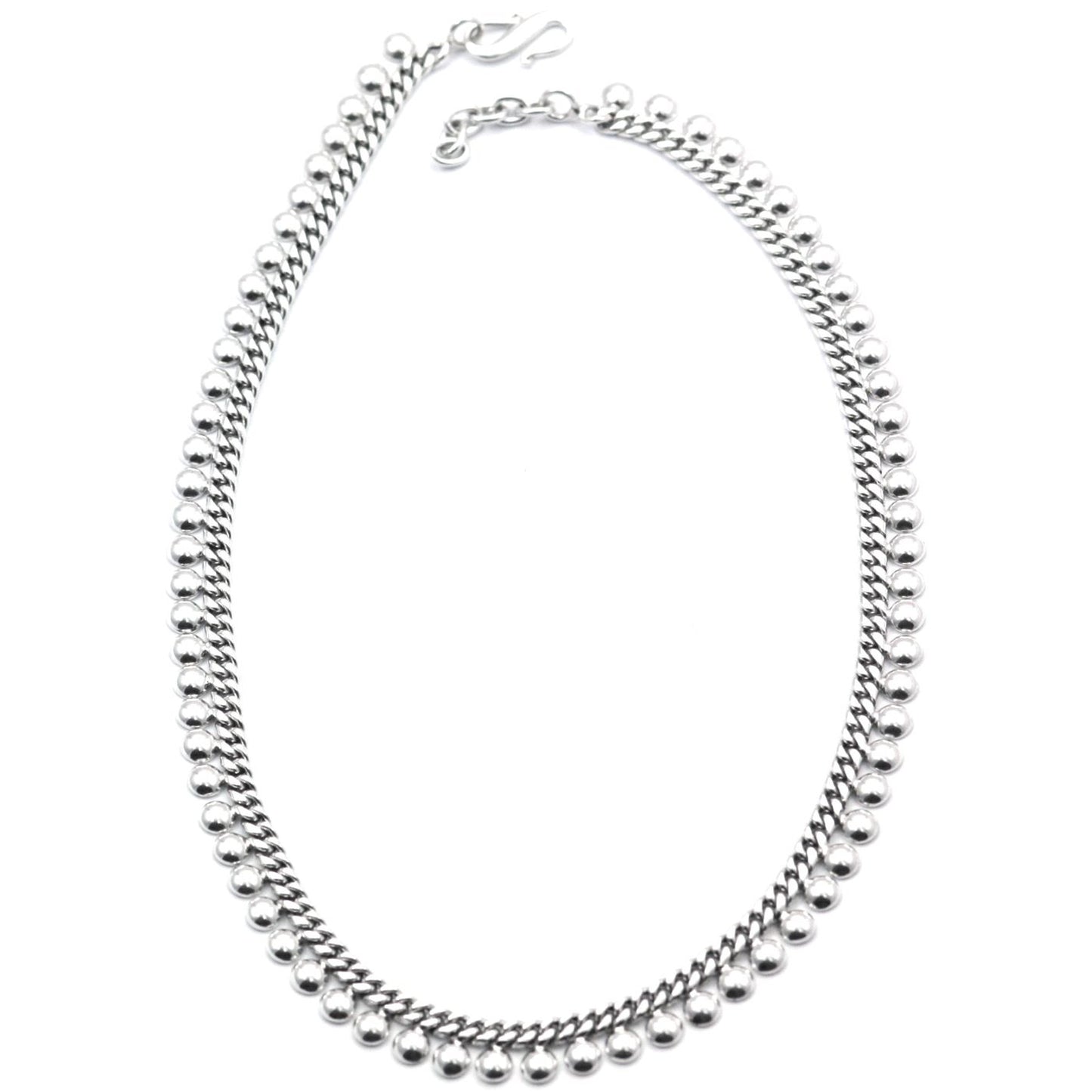 N114 RAYA 17"-18" .925 Sterling Silver Flowing Bead Necklace