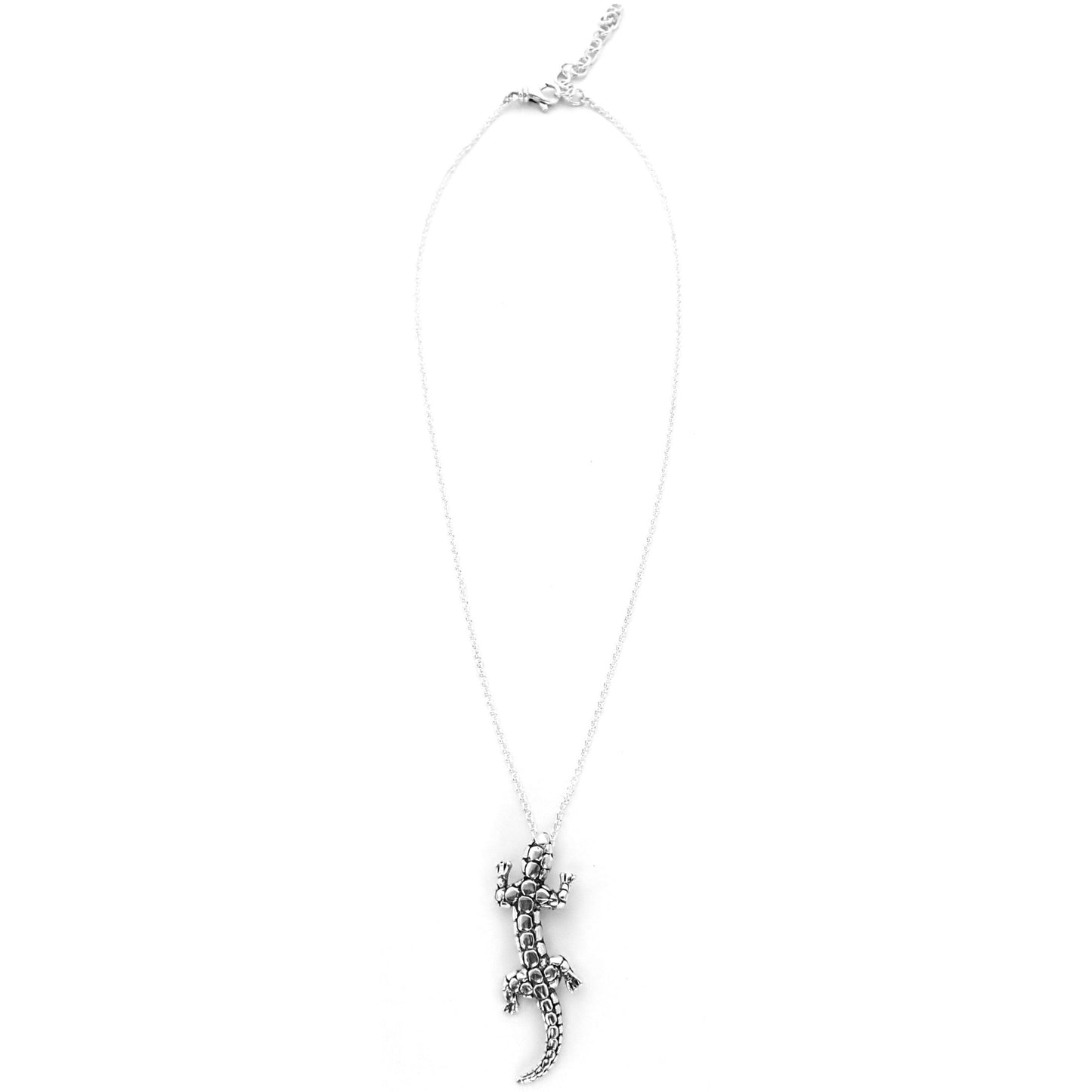 Sterling silver gecko necklace.