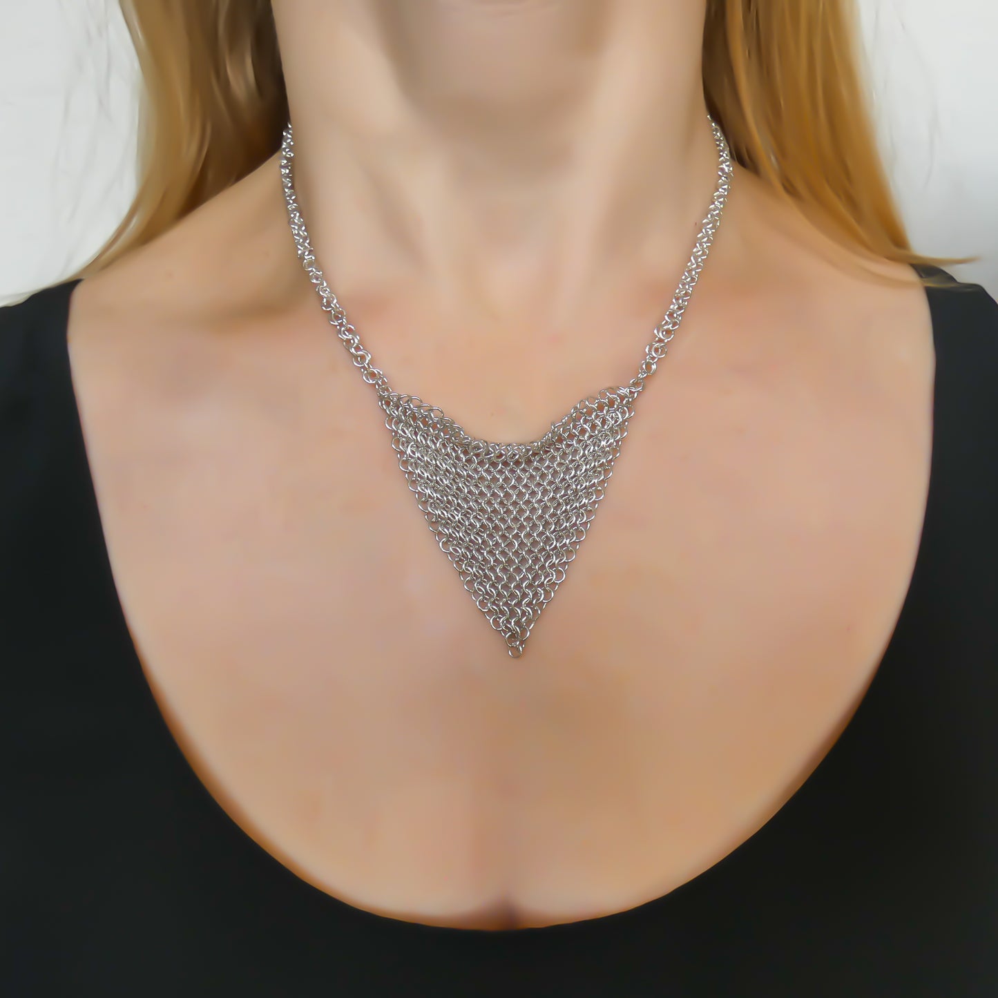 KASI N161 .925 Sterling Silver Mesh Adjustable Necklace