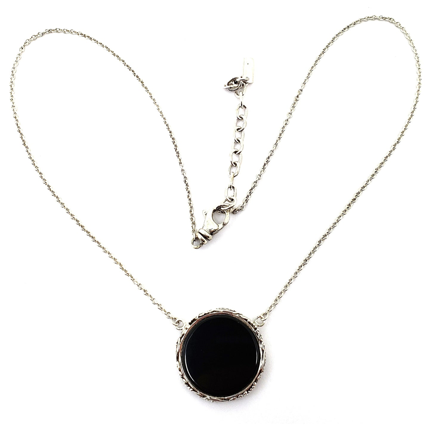 Sterling silver and black onyx necklace.
