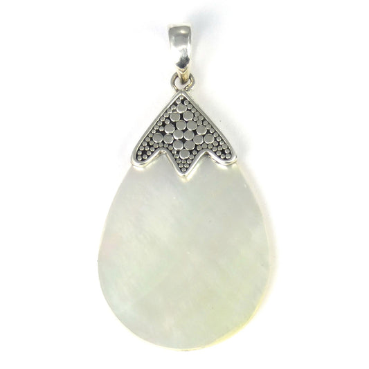 P008MP PADMA .925 Sterling Silver Bali Pendant with Mother of Pearl.