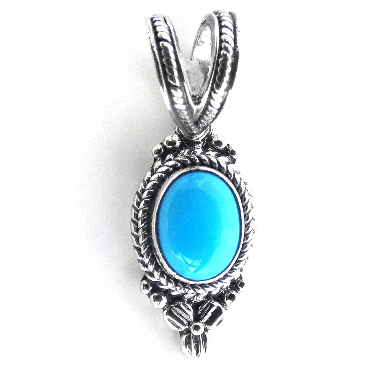 P012TQ LIMITED Sterling Silver Floral Pendant with Turquoise