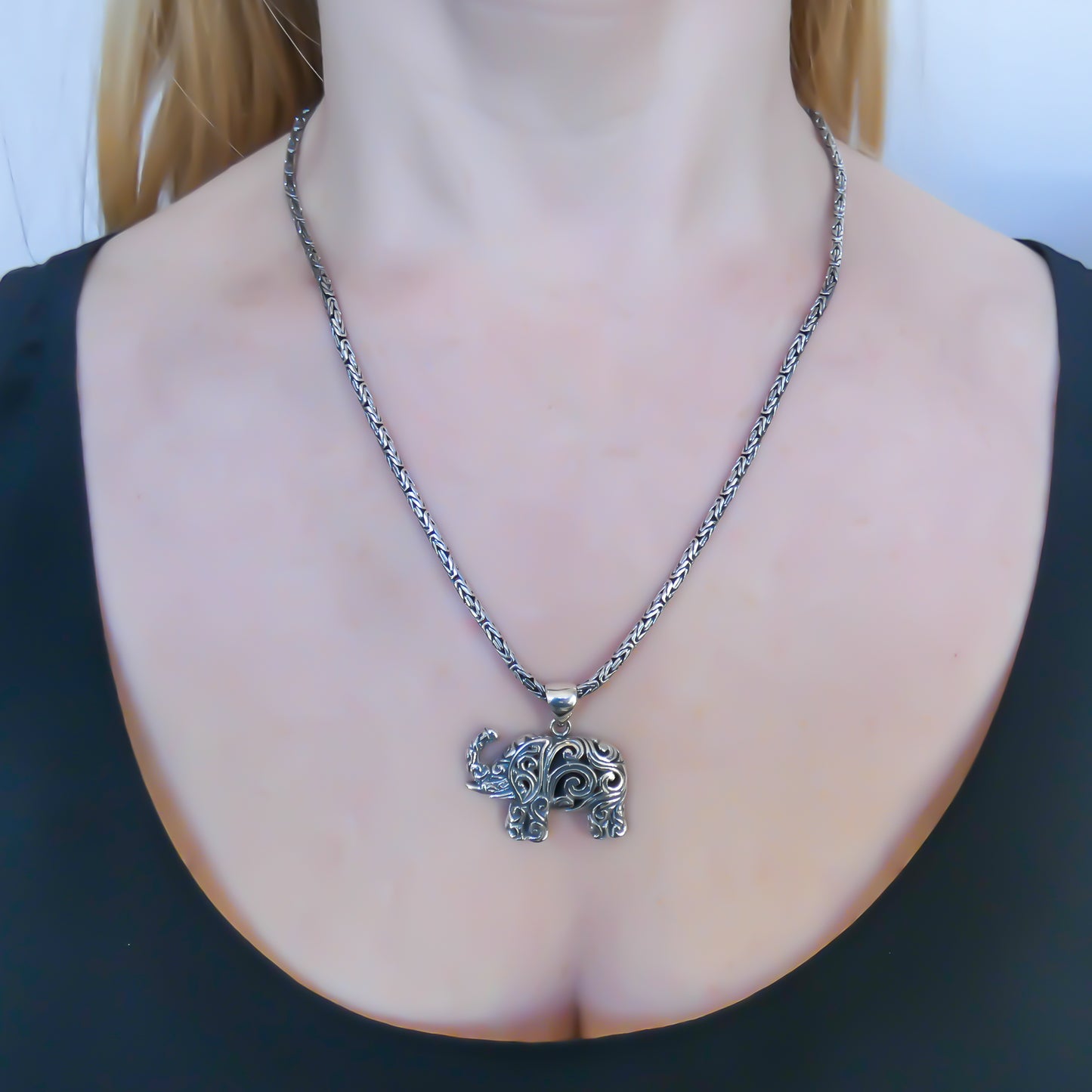 Sterling silver elephant pendant.