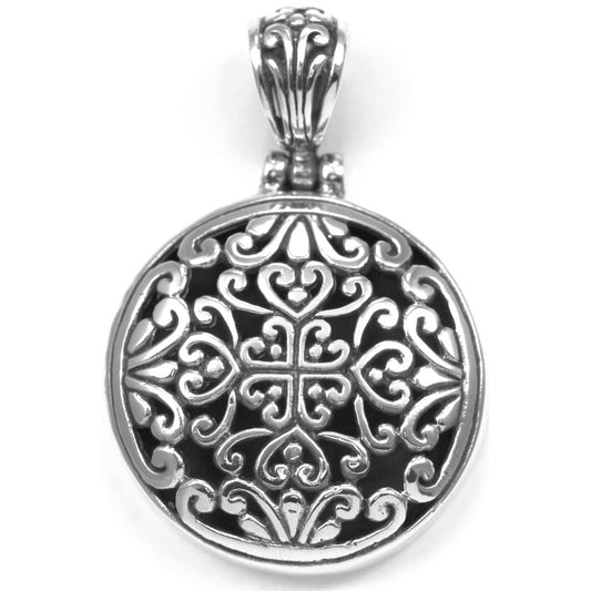 Sterling silver floral pendant.