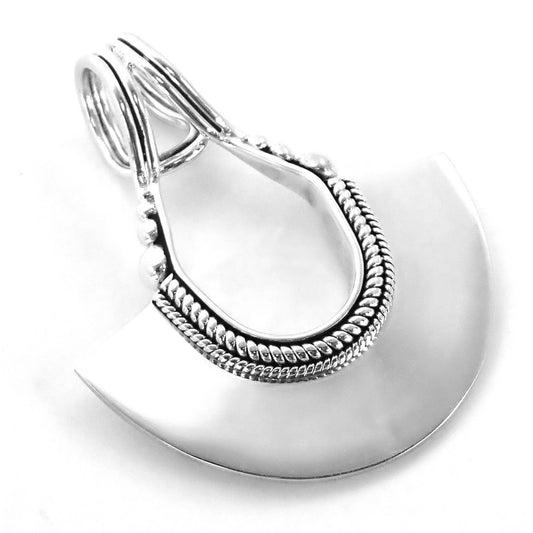 Sterling silver fan motif pendant.