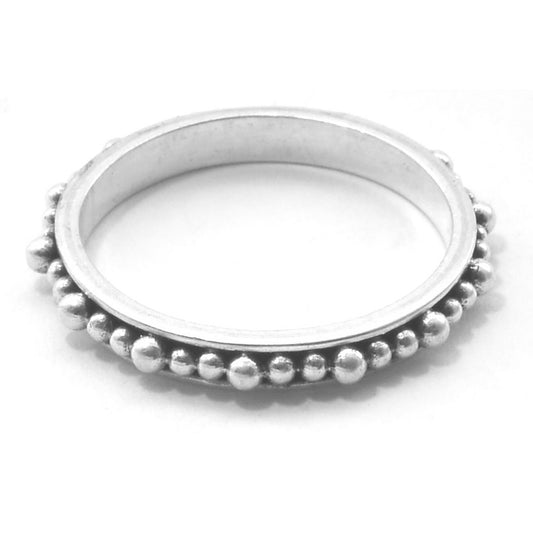 Sterling silver beaded ring.