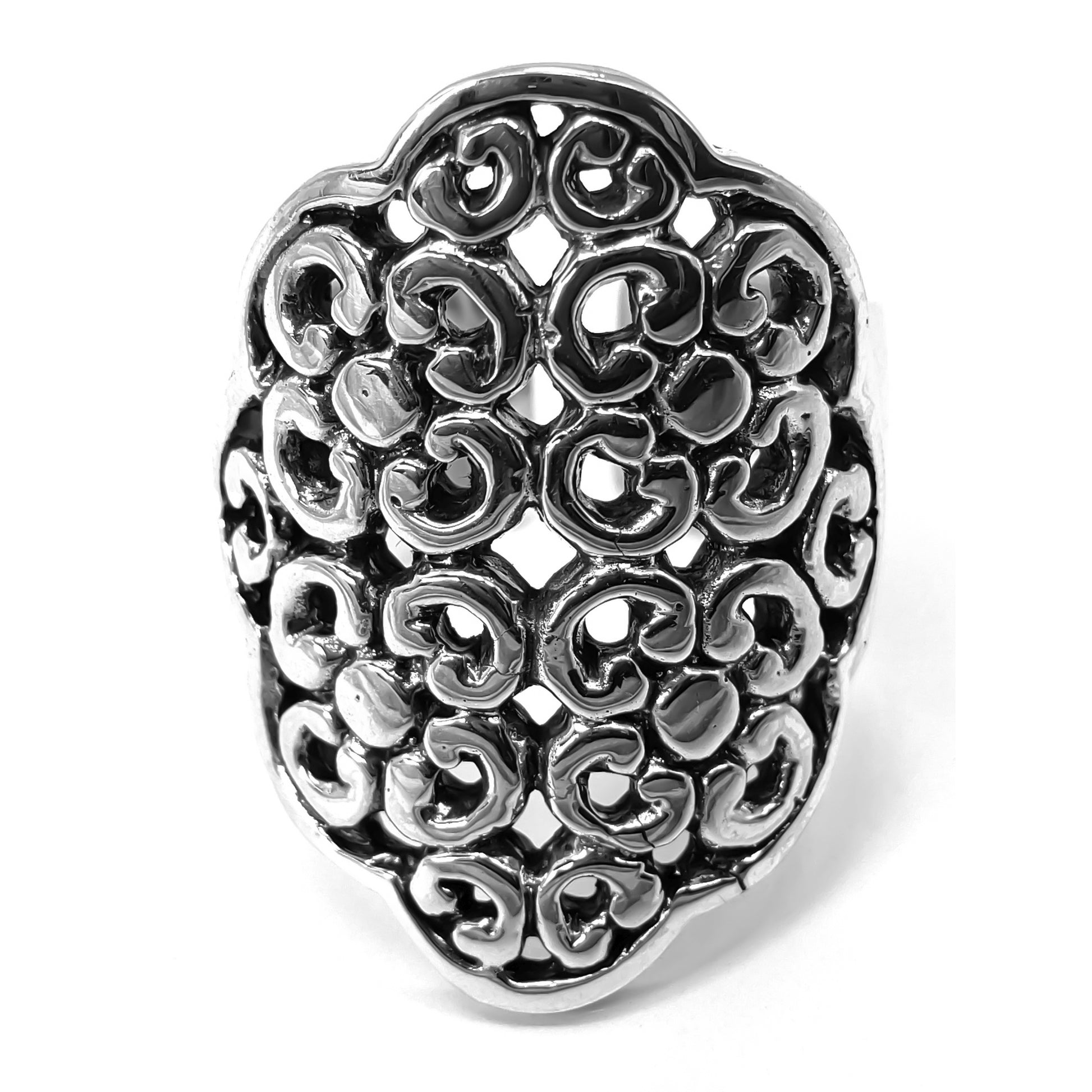 Sterling silver floral ring.