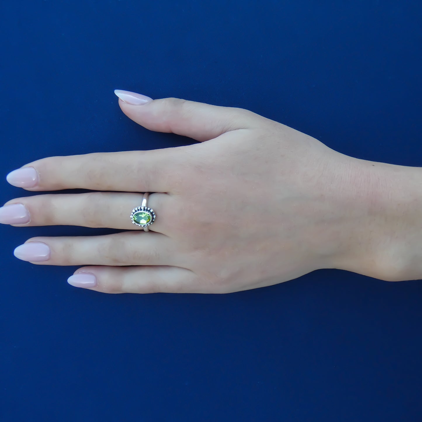 Sterling silver and peridot ring.