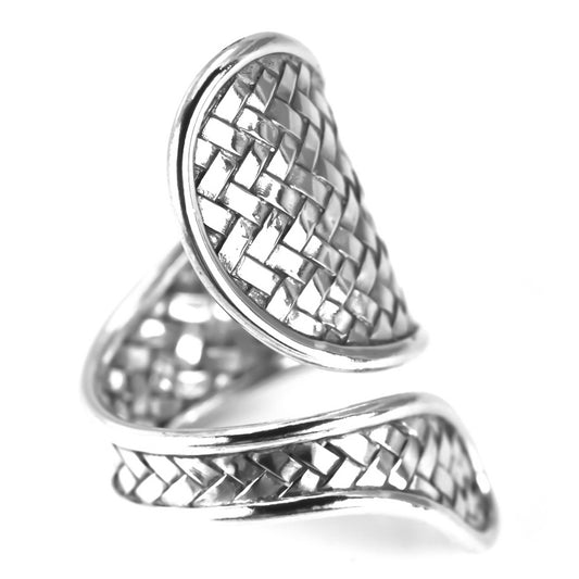 R023 ANYA Woven Adjustable .925 Sterling Silver Spoon Ring.