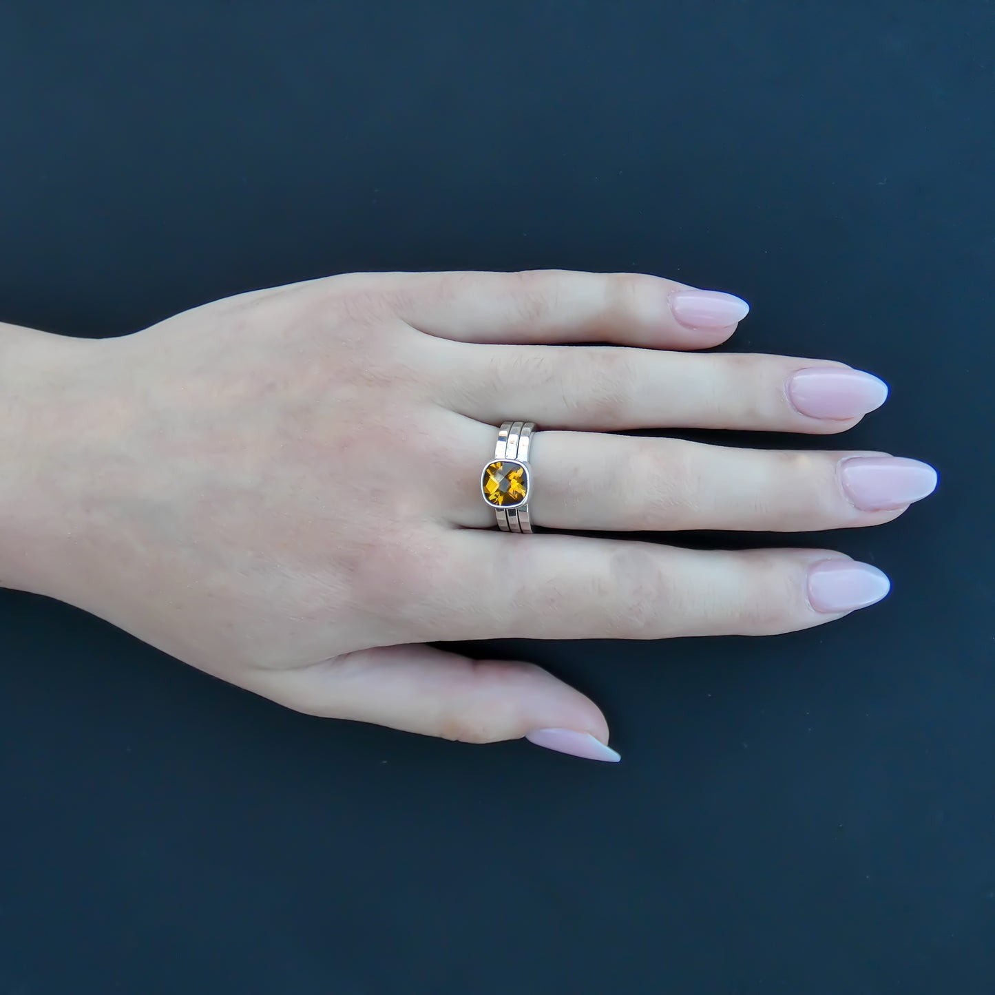 Sterling silver and citrine ring set.