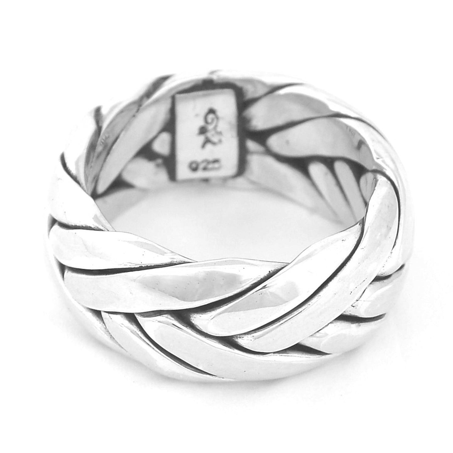 Sterling silver woven band ring.