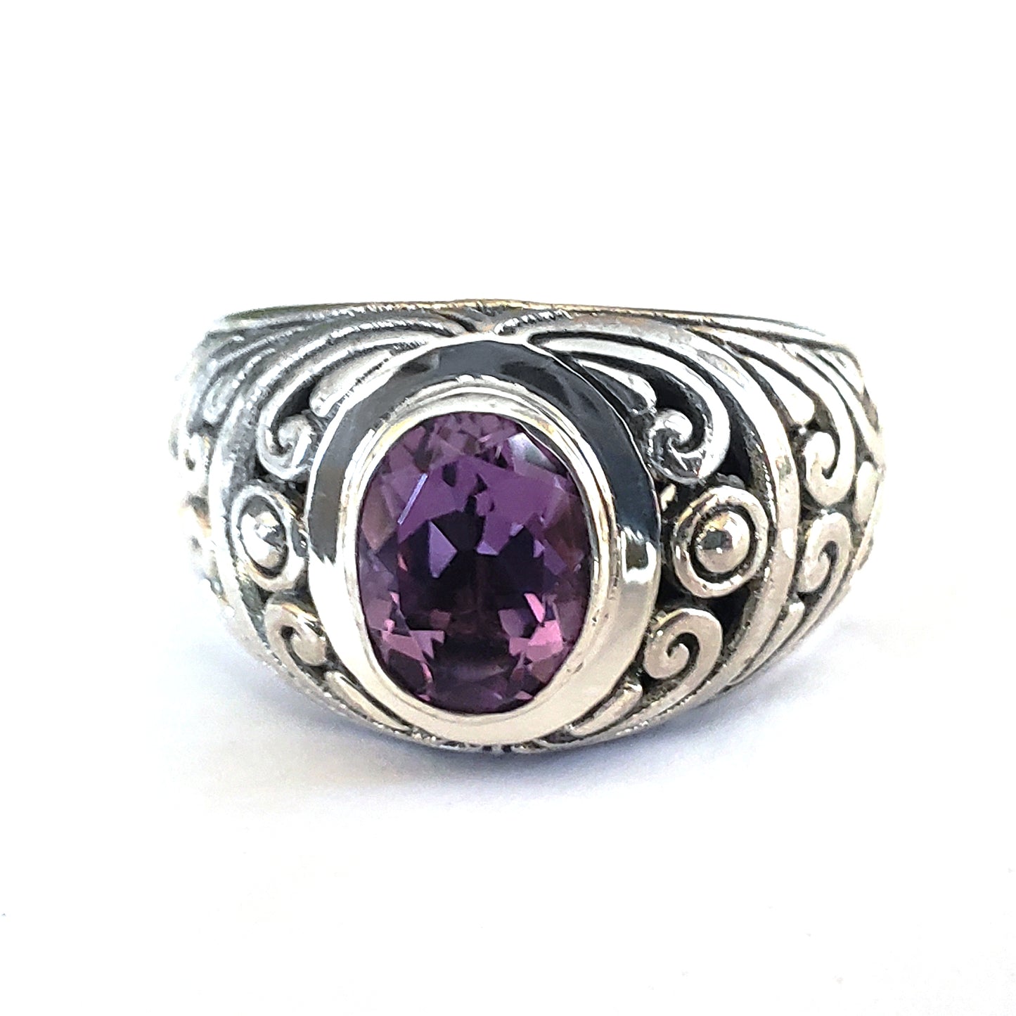 Sterling silver and amethyst ring.