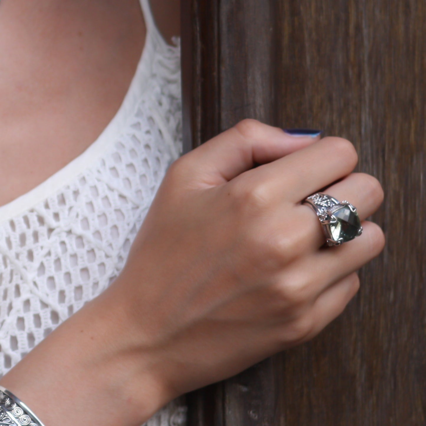 R243GA PADMA Ring with Bold Green Amethyst