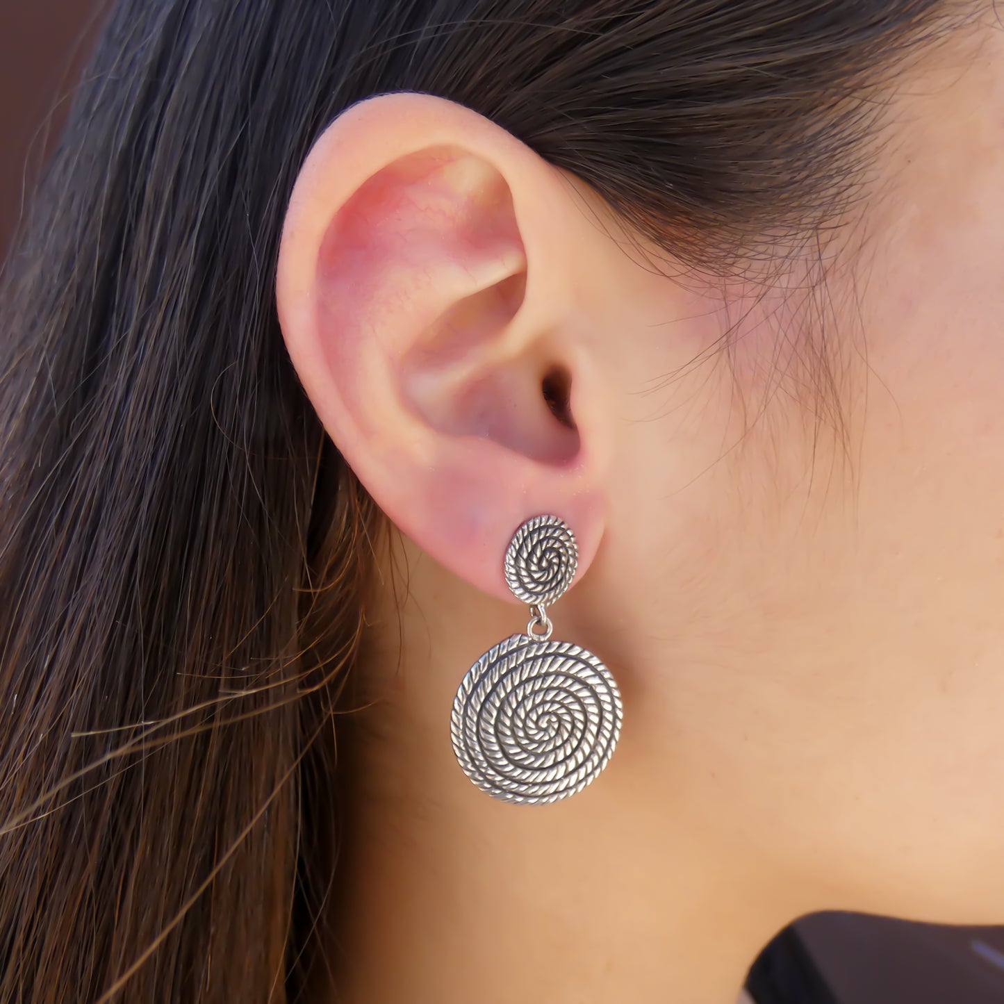 Sterling silver spiral earrings.