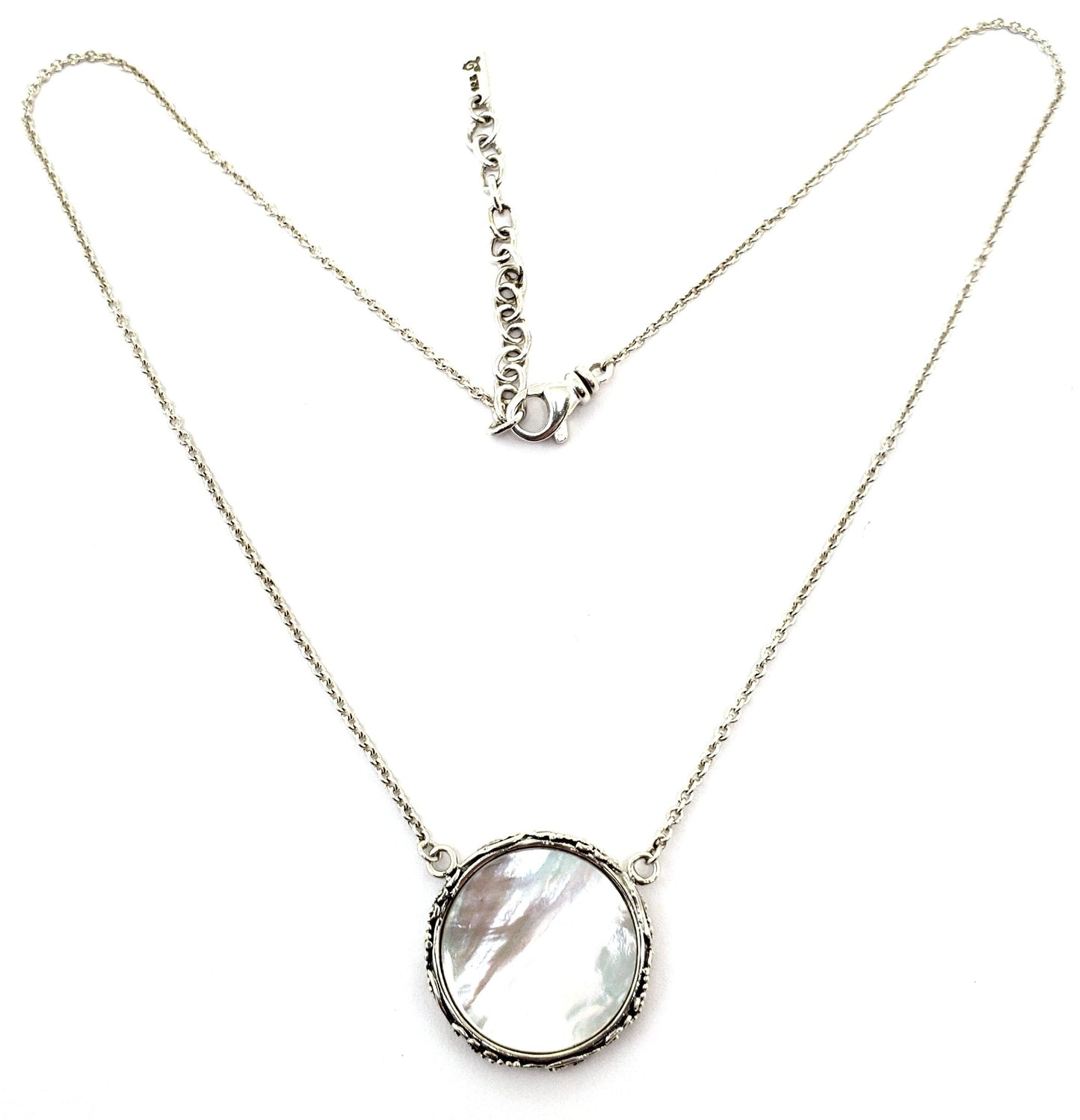 Sterling silver and mother of pearl necklace.