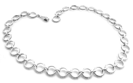N300 LIMITED .925 Sterling Silver Hand Beaded Ring Link Necklace