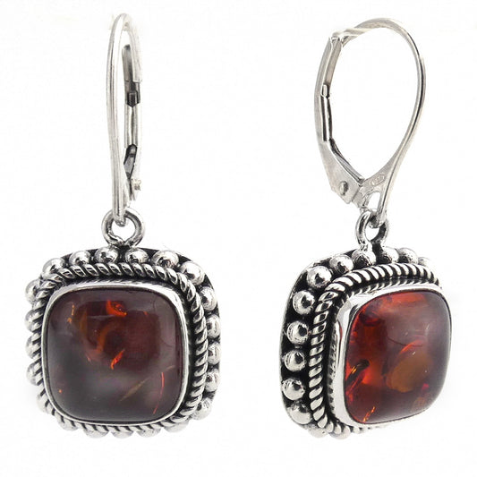 E002AB LIMITED .925 Sterling Silver Earrings with Amber