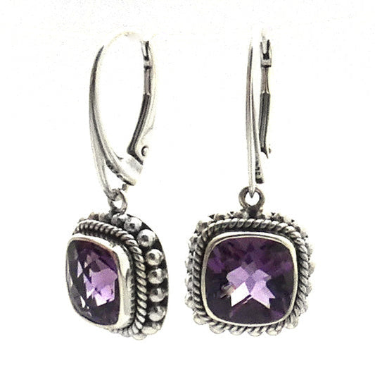 Sterling silver and amethyst earrings with premium lever backs.