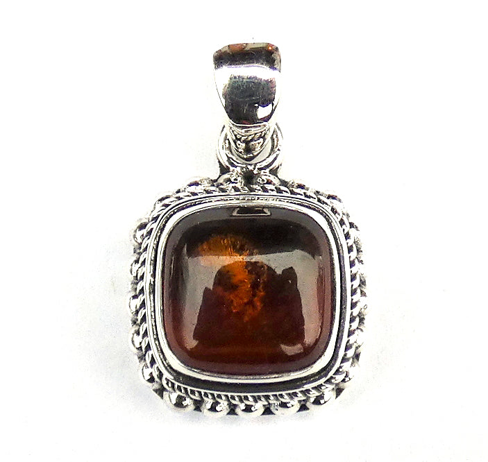 P001AB LIMITED .925 Sterling Silver Pendant with Amber
