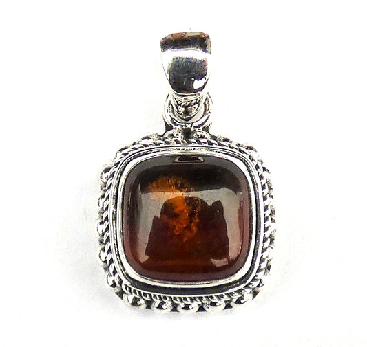 P001AB LIMITED .925 Sterling Silver Pendant with Amber