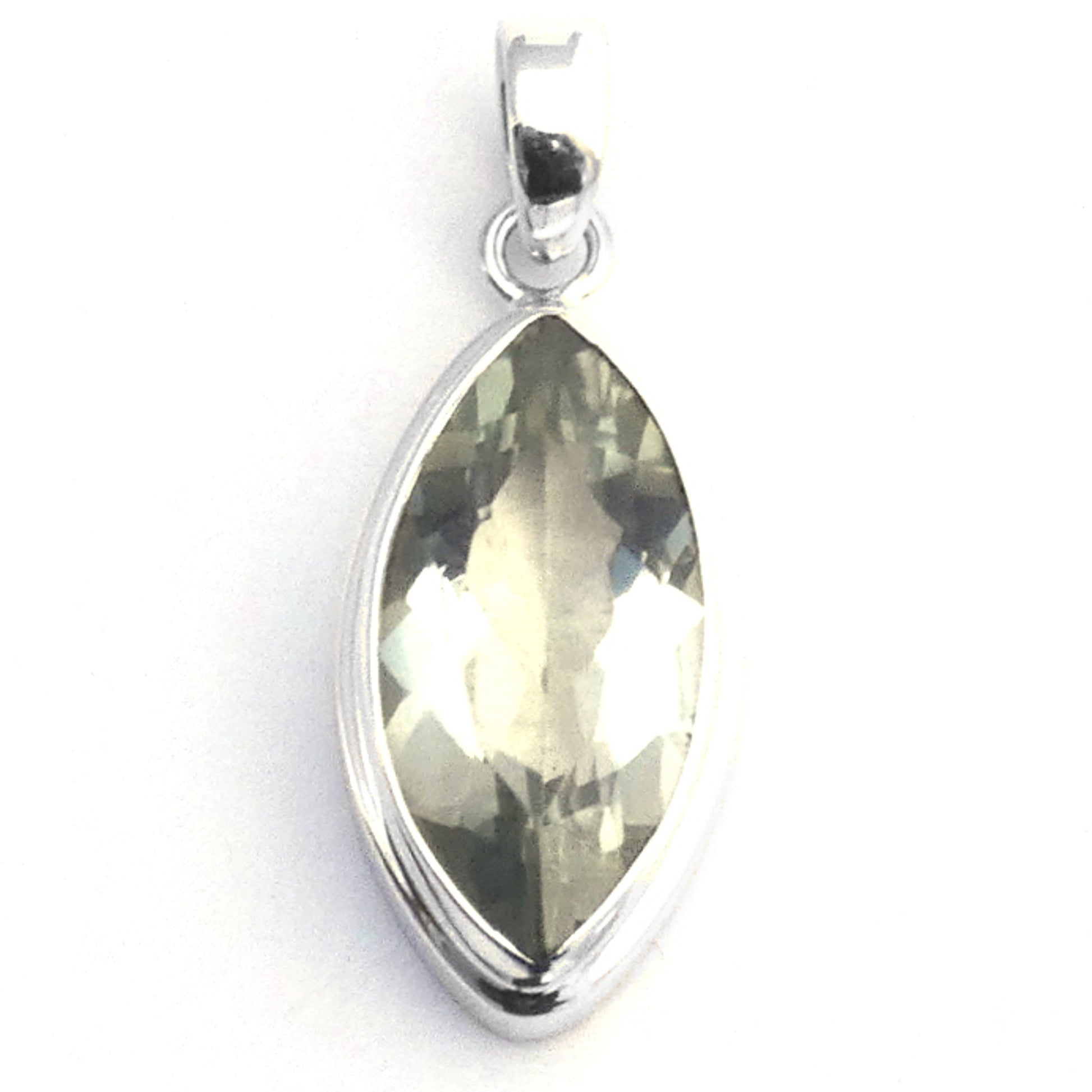 Sterling silver earrings with green amethyst gemstones.