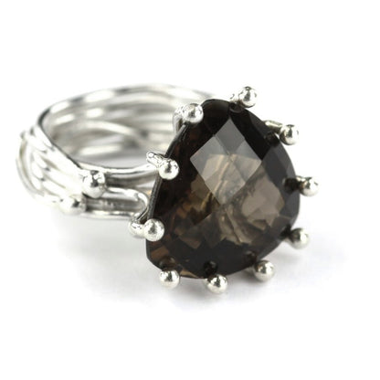 R601SQ LIMITED .925 Sterling Silver Ring with a Trillion Smoky Topaz