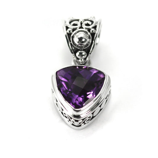 P230AM LIMITED .925 Sterling Silver Pendant with a Trillion Amethyst