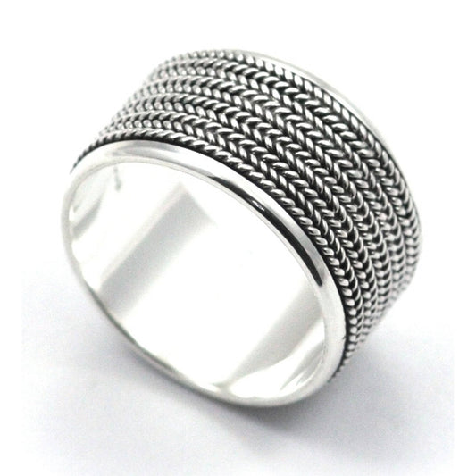 R178 size 9 LIMITED .925 Sterling Silver Wide Band Ring